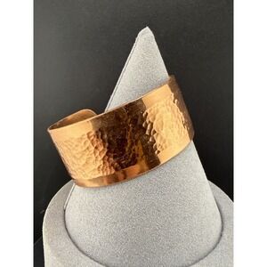 Vintage Cuff Bracelet Hammered Copper Wide 6.5"